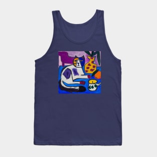 Colorful Cat Painting in the style of Henri Matisse Tank Top